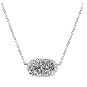 Kendra Scott Elisa Rhodium Necklace Platinum Drusy